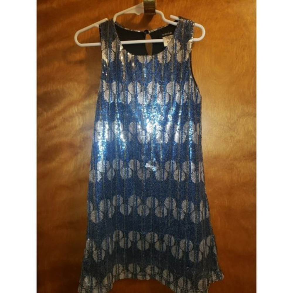Girl's Zunie Blue/Black/Silver Sequin Dress Size 6